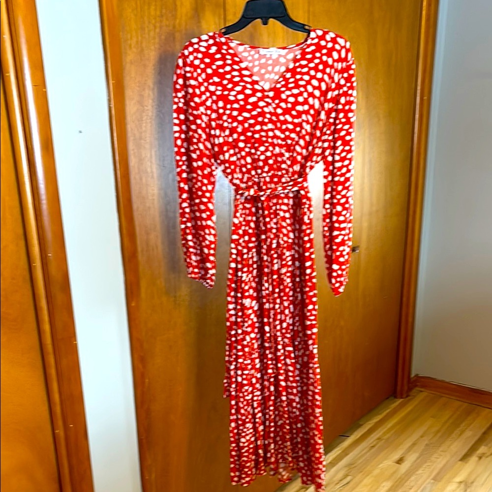 Elegant Red Polka Dot Dress
